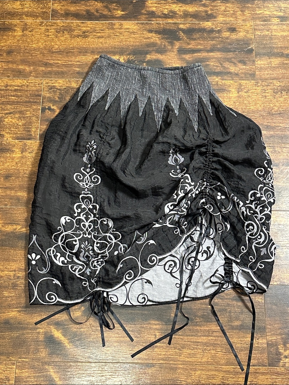🖤 Whimsy Goth Fairy Witch Skirt Small Ruched Boho Halloween ✨